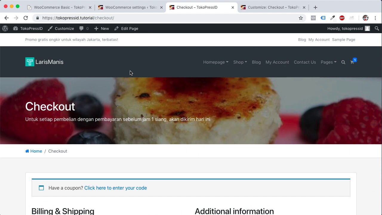 Video Tutorial Theme 2.06 : Proses Checkout (WooCommerce Fast Track)